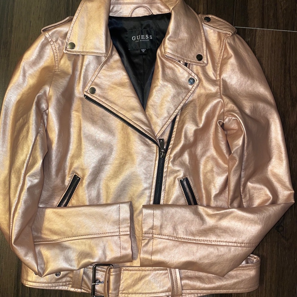 Guess rose gold leather jacket.